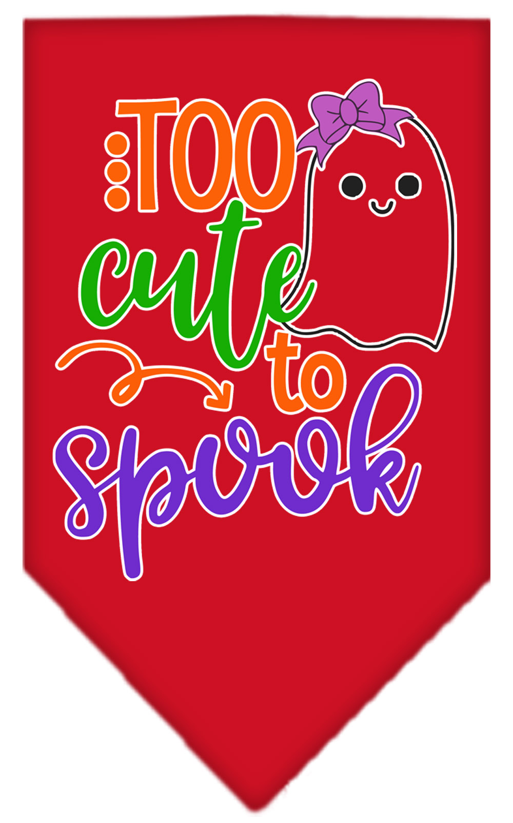 Too Cute to Spook-Girly Ghost Screen Print Bandana Red Small